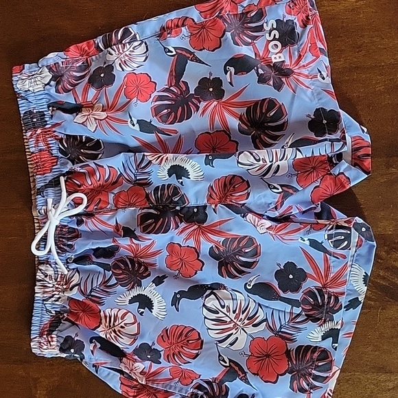 NWT Hugo BOSS Men's Piranha Swim Trunk Shorts Open Blue Medium M